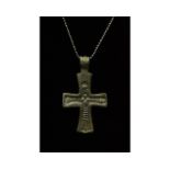 CRUSADERS ERA BRONZE DECORATED CROSS PENDANT