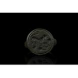 RARE ROMAN RING WITH LION ATTACKING HUMAN