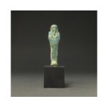 EGYPTIAN FAIENCE USHABTI ON STAND