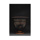 GREEK GNATHIAN TERRACOTTA BELL KRATER WITH DECORATION