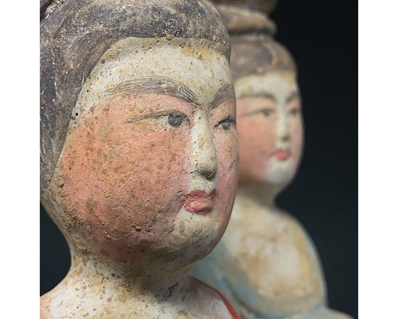 CHINA, TANG DYANSTY PAIR OF POTTERY STANDING LADIES - Image 6 of 7