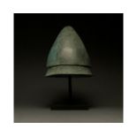 RARE ETRUSCAN NEGAU STYLE BRONZE HELMET - XRF TESTED