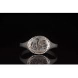 MEDIEVAL SILVER RING WITH MYTHOLOGICAL CREATURE