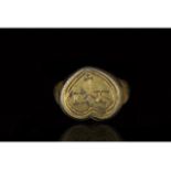 MEDIEVAL SILVER GILT RING WITH IHS MONOGRAM