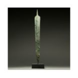 ANCIENT BRONZE SWORD ON STAND