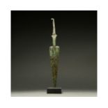 LARGE BRONZE AGE SPEAR ON STAND