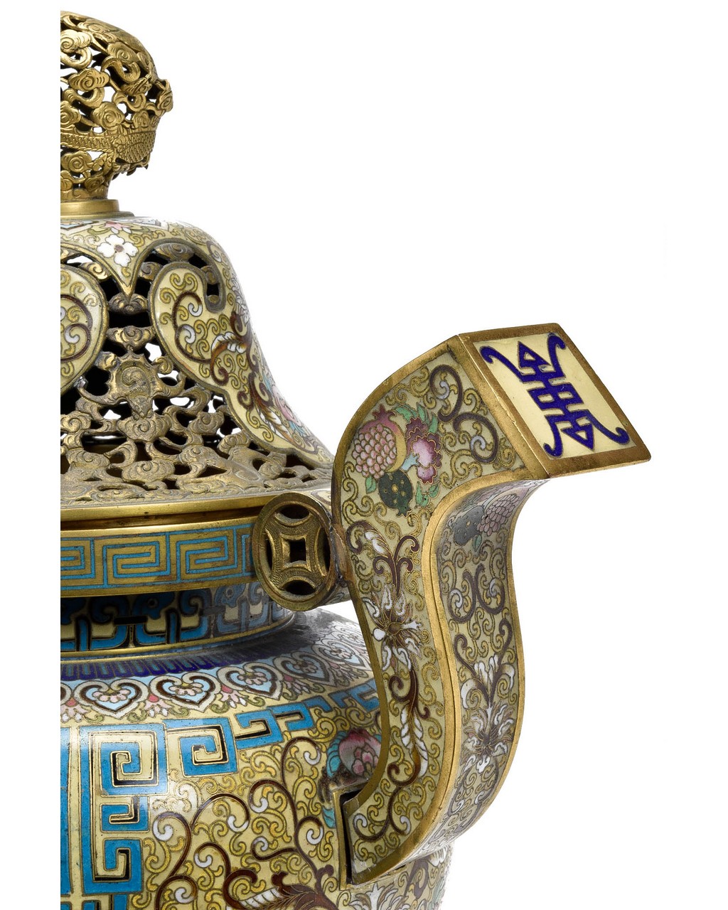 CHINESE ENAMELED BRONZE CENSER - Image 6 of 9