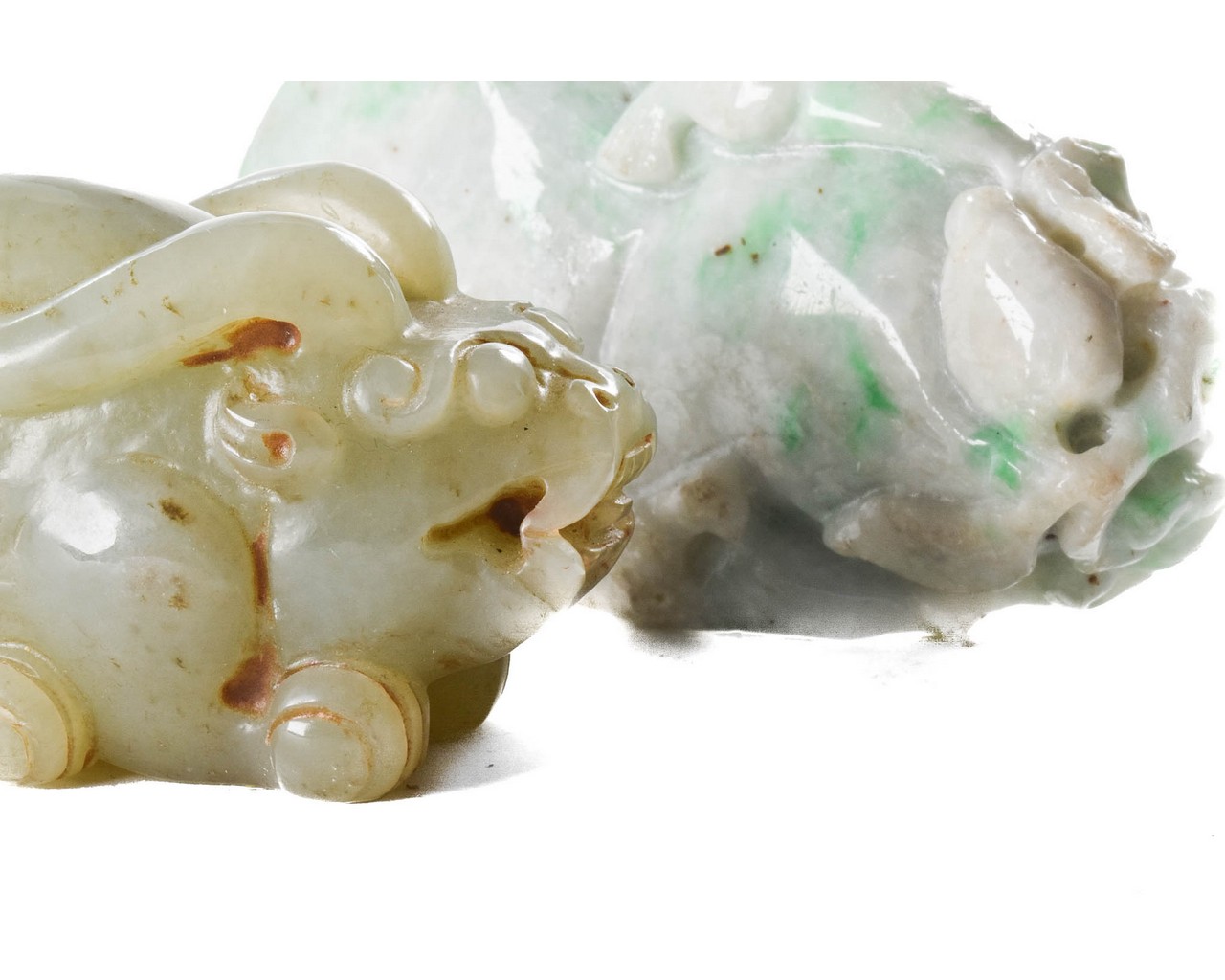 PAIR OF CHINESE JADE CARVED ANIMALS - Image 5 of 6