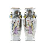 PAIR OF LARGE CHINESE PORCELAIN VASES WITH SCENES