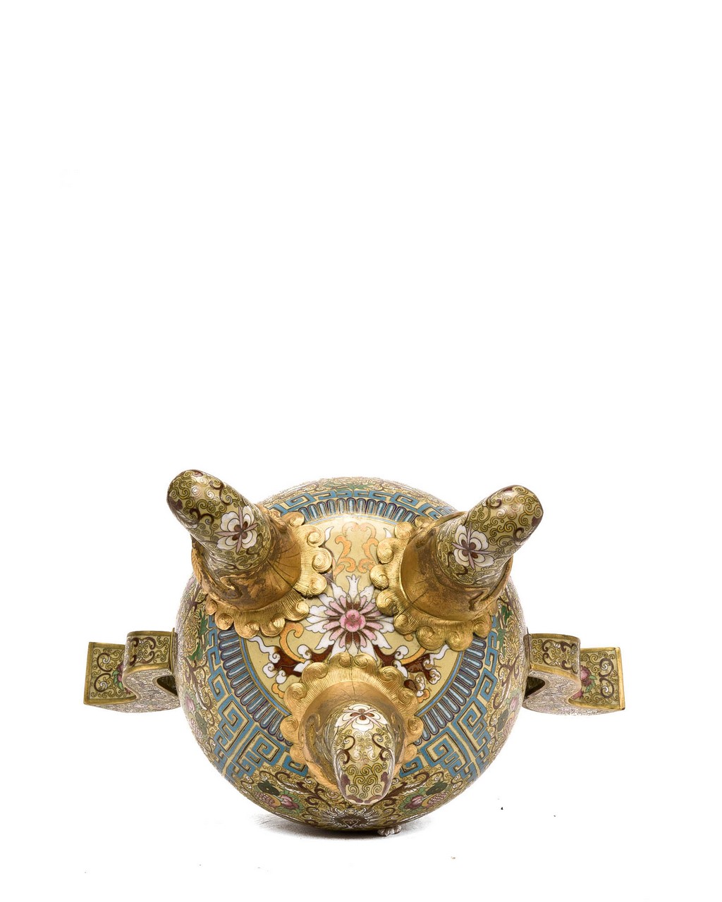 CHINESE ENAMELED BRONZE CENSER - Image 4 of 9