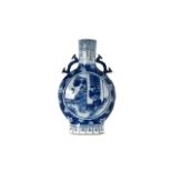 CHINESE BLUE AND WHITE PORCELAIN MOON FLASK