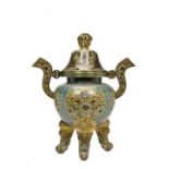 CHINESE ENAMELED BRONZE CENSER