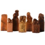 COLLECTION OF SEVEN CHINESE SHOUSHAN STONE SEALS