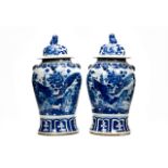 PAIR OF CHINESE BLUE AND WHITE PORCELAIN JARS