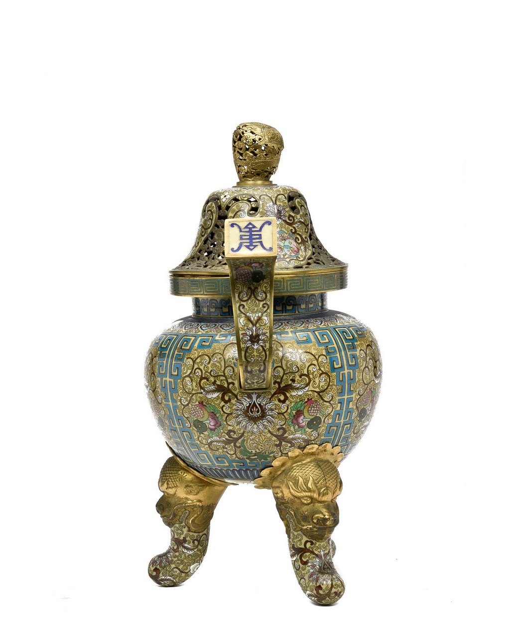 CHINESE ENAMELED BRONZE CENSER - Image 2 of 9