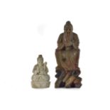 PAIR OF CHINESE STONE BUDDHA FIGURES