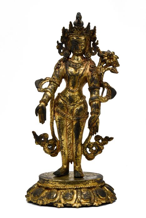 Superb Tibeto-Chinese Gilt Bronze Figure of Padmapani