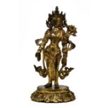 Superb Tibeto-Chinese Gilt Bronze Figure of Padmapani