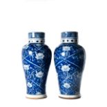 PAIR OF CHINESE BLUE AND WHITE PORCELAIN VASES