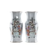 PAIR OF CHINESE PORCELAIN VASES WITH WARRIORS