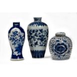 THREE CHINESE BLUE AND WHITE PORCELAIN VESSELS