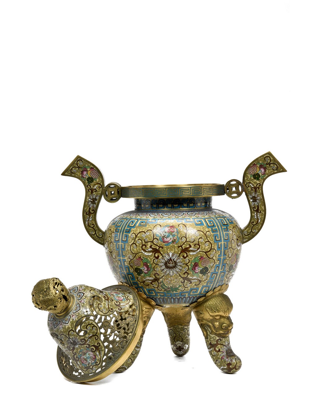 CHINESE ENAMELED BRONZE CENSER - Image 3 of 9