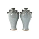 PAIR OF CHINESE CRACKLED GLAZE PORCELAIN VASES