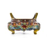 CHINESE ENAMELED BRONZE CENSER