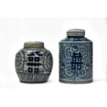 TWO CHINESE BLUE AND WHITE PORCELAIN JARS