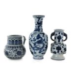 THREE CHINESE BLUE AND WHITE PORCELAIN VESSELS