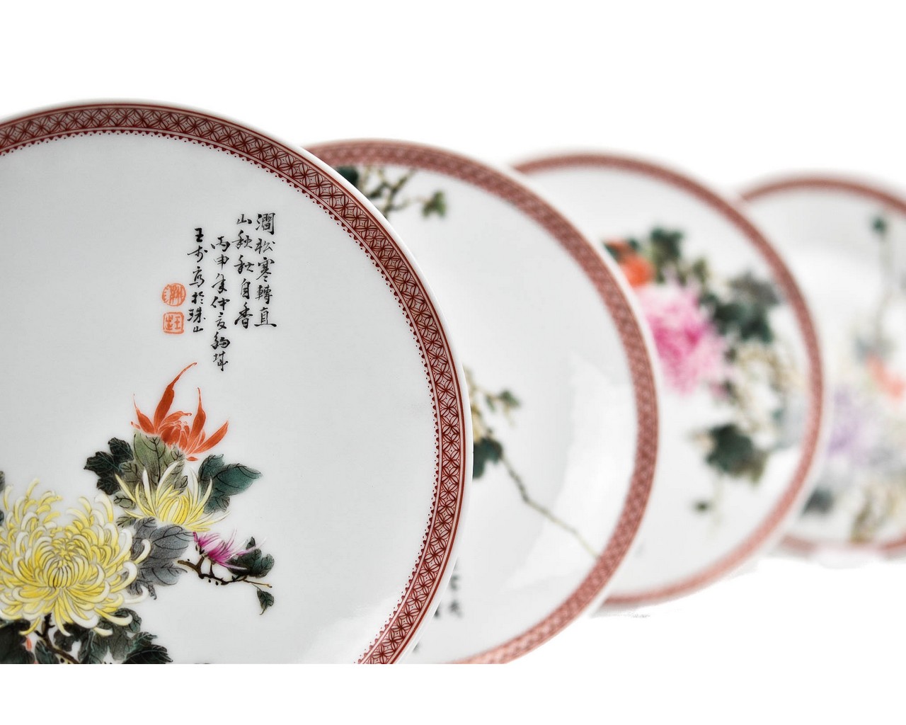 SUPERB SET OF FOUR CHINESE PORCELAIN PLATES - Image 4 of 8