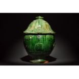 CHINESE HAN DYNASTY GREEN GLAZED JAR WITH LID