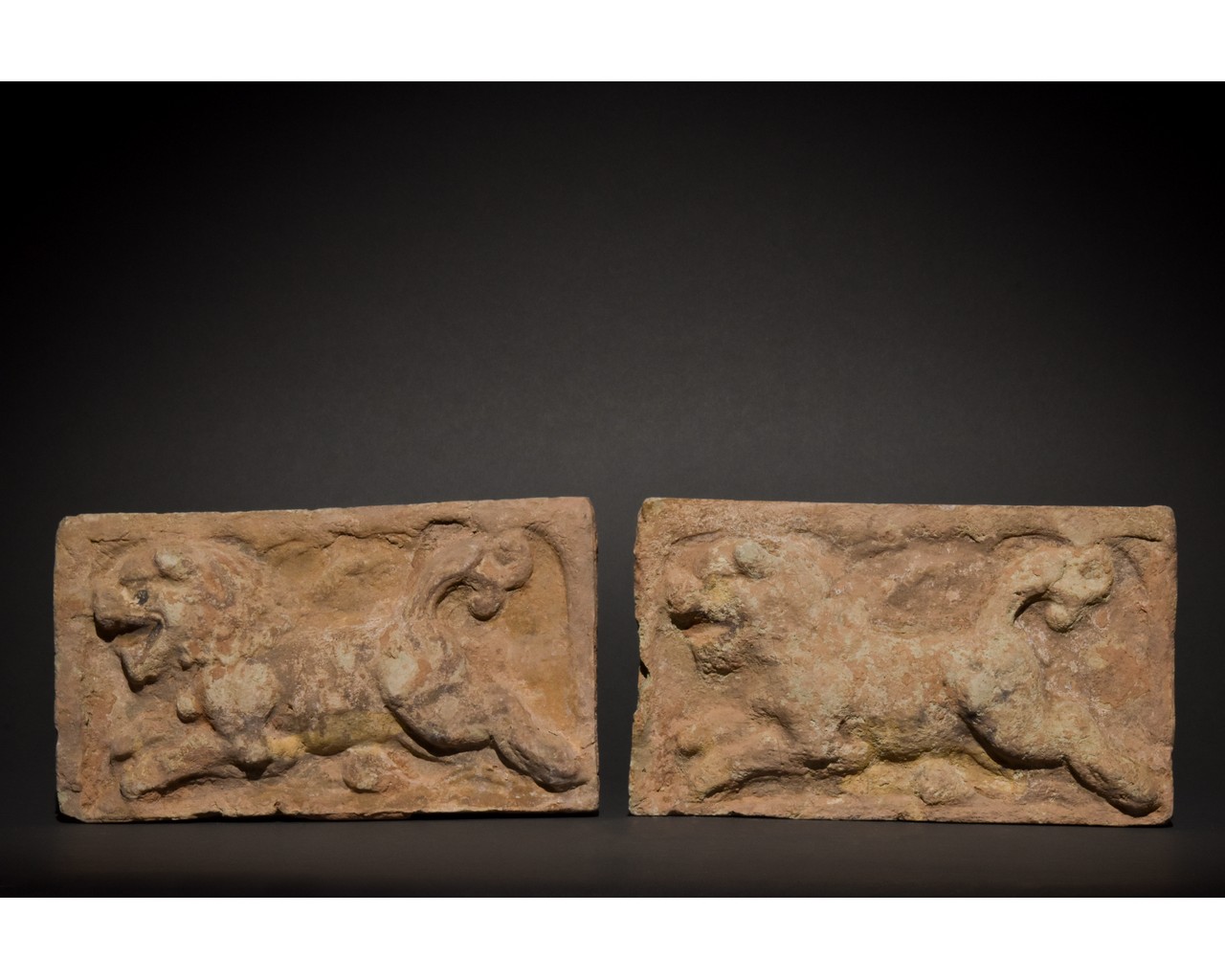 PAIR OF CHINESE SONG DYNASTY TERRACOTTA BRICKS WITH LIONS - Image 2 of 10