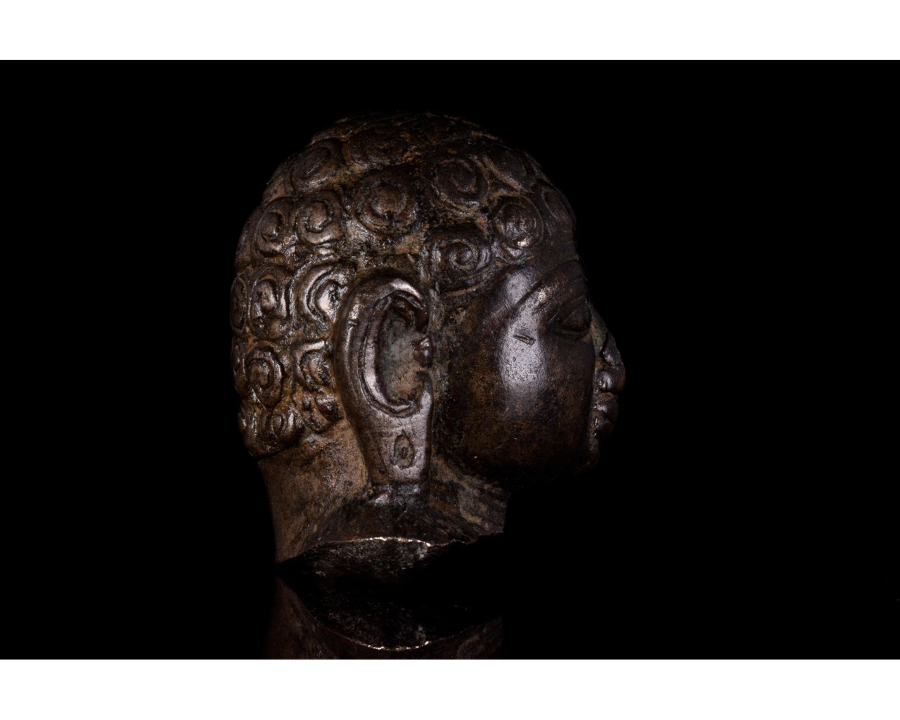 LATE GANDHARAN BRONZE BUDDHA HEAD - Image 6 of 12