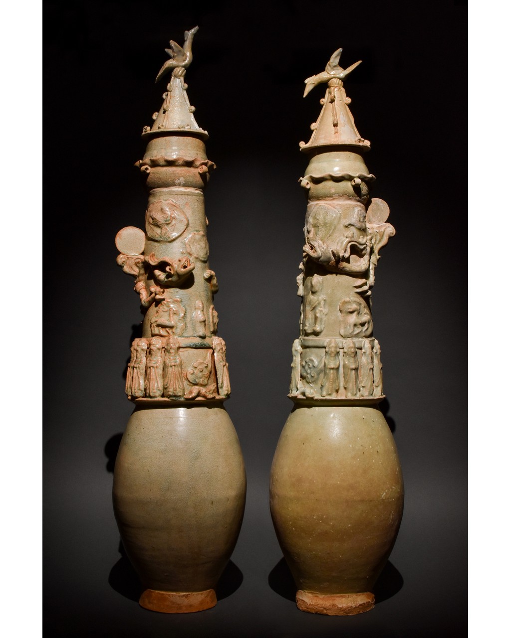 PAIR OF CHINESE SONG DYNASTY DECORATED GLAZED VASES