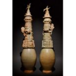 PAIR OF CHINESE SONG DYNASTY DECORATED GLAZED VASES