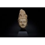 CHINESE TANG DYNASTY MARBLE HEAD OF BUDDHA
