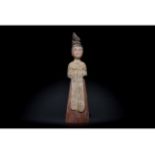 CHINESE TANG DYANSTY TERRACOTTA COURT LADY