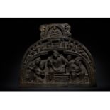 GANDHARA SCHIST STONE PANEL WITH BUDDHA AND HIS FOLLOWERS