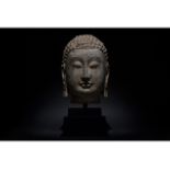 CHINESE TANG DYSNATY STONE HEAD OF BUDDHA - LARGE SIZE