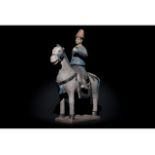 CHINESE MING DYNASTY HORSE AND RIDER FIGURE