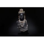 SUPERB GANDHARA BLACK SHCIST STONE TORSO OF BUDDHA