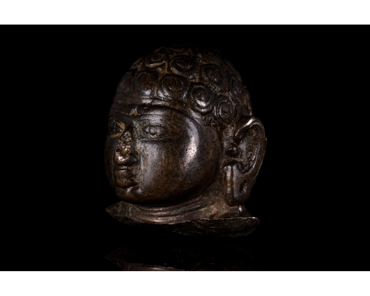 LATE GANDHARAN BRONZE BUDDHA HEAD - Image 3 of 12