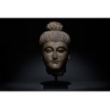BEAUTIFUL GANDHARA SCHIST STONE HEAD OF BUDDHA