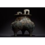 CHINESE WESTERN ZHOU BRONZE VESSEL, DING- XRF TESTED