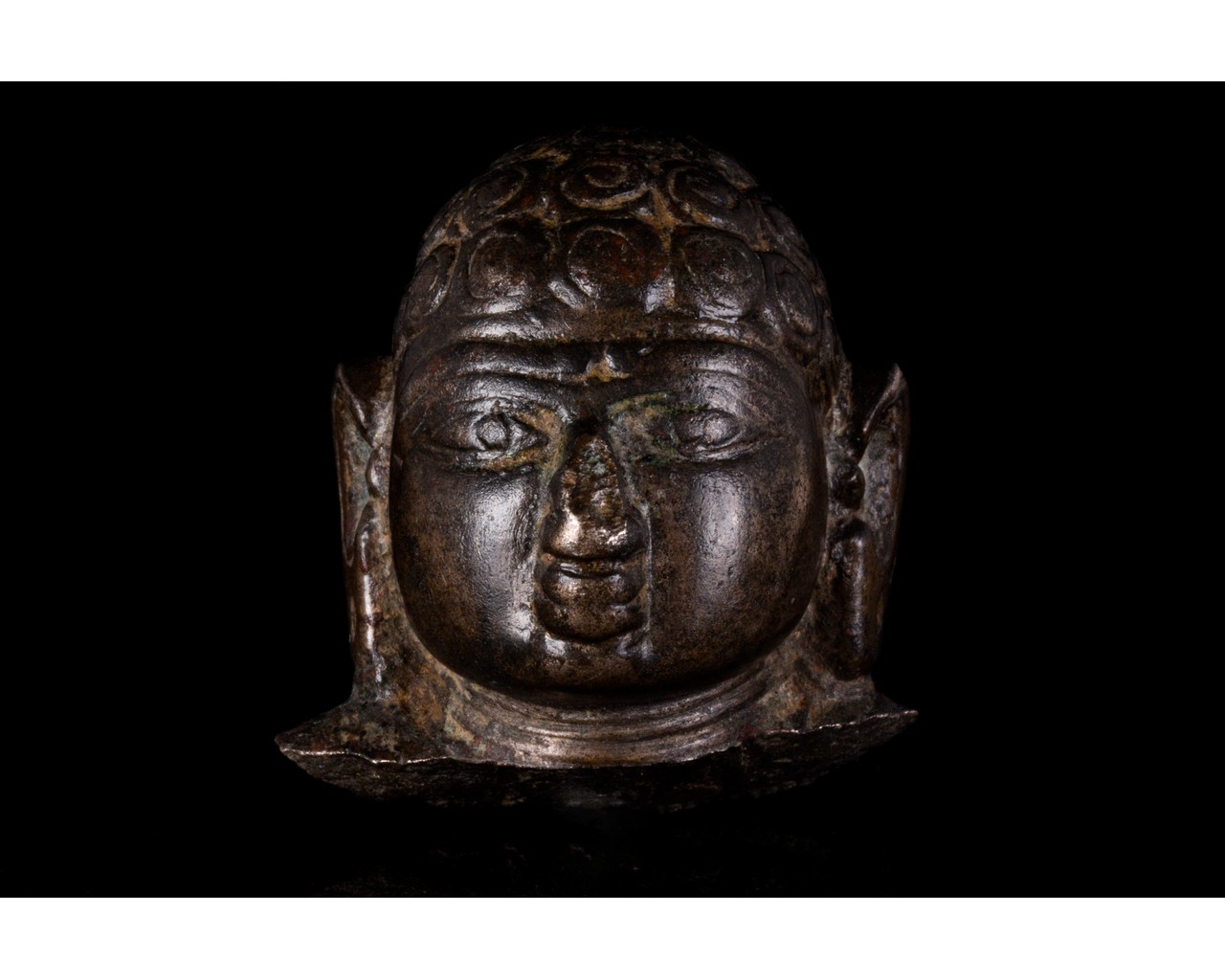 LATE GANDHARAN BRONZE BUDDHA HEAD - Image 2 of 12