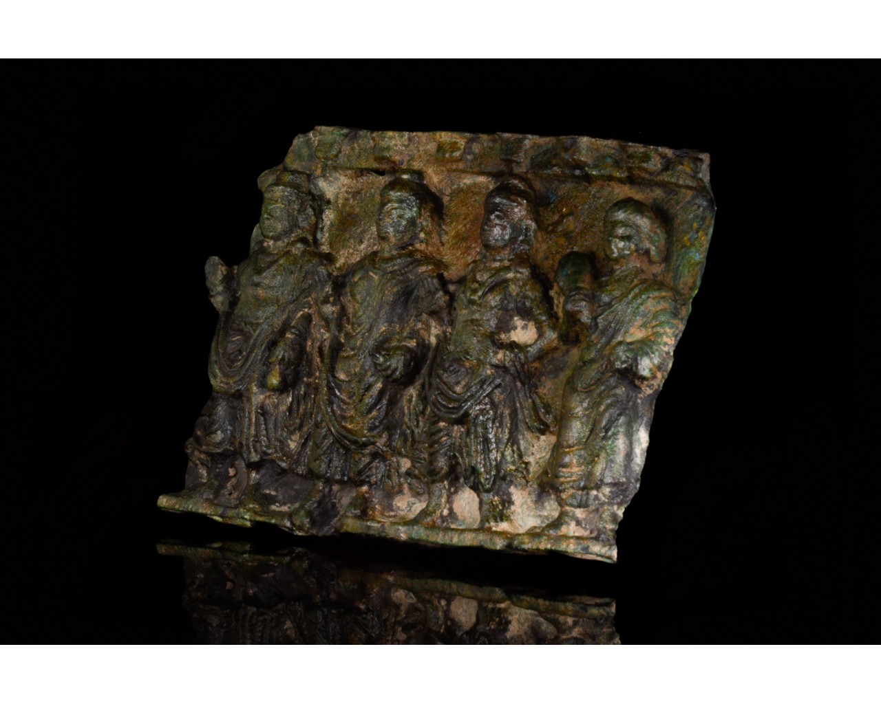 GANDHARA BRONZE FRIEZE PLAQUE WITH BUDDHA - Image 2 of 7