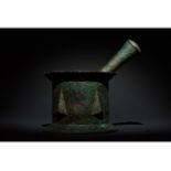 SELJUK HEAVY BRONZE PESTLE AND MORTAR