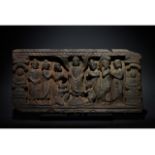 GANDHARA SCHIST STONE PANEL WITH BUDDHA AND HIS FOLLOWERS