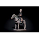 CHINESE MING DYNASTY HORSE AND RIDER FIGURE